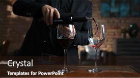  Presentation with bottle red wine - Audience pleasing PPT layouts consisting of elegant-man-pouring-red-wine backdrop and a wine colored foreground