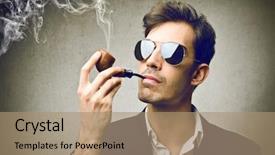  Presentation with pipe - Beautiful slides featuring elegant man smokes a pipe backdrop and a  colored foreground