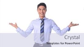  Presentation with tie - Slide deck with elegant-man-wear-blue-shirt background and a lemonade colored foreground