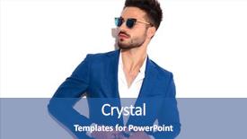  Presentation with elegant man in glasses optics - Audience pleasing slide set consisting of elegant man wearing sunglasses buttoning backdrop and a ocean colored foreground