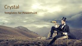  Presentation with cylinder - Colorful slide deck enhanced with elegant man with cylinder looks backdrop and a soft green colored foreground