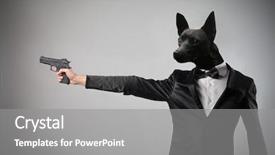  Presentation with elegant - Amazing slides having elegant man with dog head backdrop and a gray colored foreground