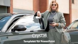  Presentation with black pearl - Slides having elegant-mature-businesswoman-or-agent background and a gray colored foreground