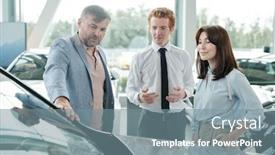  Presentation with car sales - PPT layouts consisting of elegant-mature-man-touching-front background and a seafoam green colored foreground