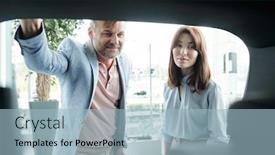  Presentation with car door - Cool new presentation theme with elegant-mature-man backdrop and a light blue colored foreground