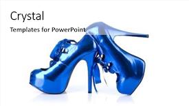  Presentation with metallic blue - Amazing slides having elegant metallic blue female shoes backdrop and a  colored foreground
