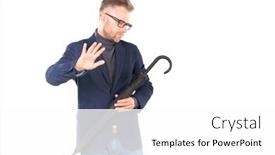  Presentation with closed - Amazing theme having elegant-middle-aged-businessman-holding backdrop and a white colored foreground