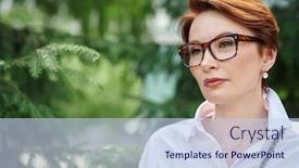  Presentation with aged - PPT theme having elegant-middle-aged-woman background and a sky blue colored foreground