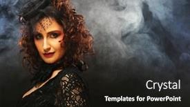  Presentation with black woman - Presentation theme enhanced with elegant-middle-aged-woman background and a black colored foreground