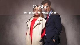  Presentation with modern elegant - PPT theme featuring elegant modern couple standing together against studio wall with hands in pockets background and a tawny brown colored foreground