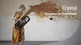  Presentation with vintage music - Cool new theme with elegant musician playing music backdrop and a coral colored foreground