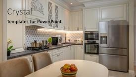  Presentation with kitchen design - Presentation having elegant-open-concept-kitchen background and a light gray colored foreground