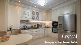  Presentation with kitchen design - Presentation design having elegant-open-concept-kitchen background and a coral colored foreground