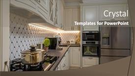  Presentation with kitchen design - Presentation design consisting of elegant-open-concept-kitchen background and a gray colored foreground