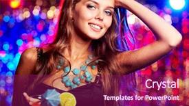  Presentation with happy image - Beautiful presentation theme featuring elegant party - image of happy girl backdrop and a violet colored foreground