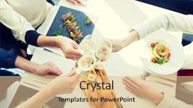  Presentation with celebration - Amazing slide deck having elegant party - people holidays celebration and lifestyle backdrop and a coral colored foreground