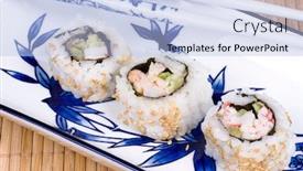  Presentation with crab - Audience pleasing slides consisting of elegant-plate-with-bamboo-design backdrop and a light blue colored foreground