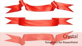  Presentation with satin - PPT theme consisting of elegant red satin banners isolated background and a coral colored foreground