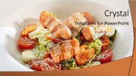  Presentation with salmon grilled fish salmon grilled - Theme consisting of elegant restaurant plate isolated salat background and a coral colored foreground