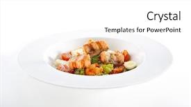  Presentation with salmon grilled fish salmon grilled - PPT theme having elegant restaurant plate isolated salat background and a white colored foreground