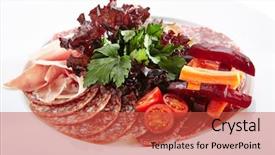  Presentation with white plate - Beautiful presentation theme featuring elegant restaurant plate with italian backdrop and a red colored foreground