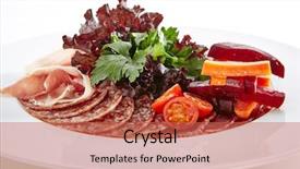  Presentation with elegant green white romantic - Amazing PPT layouts having elegant restaurant plate with italian backdrop and a coral colored foreground