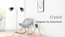  Presentation with room interior design - Amazing slide set having elegant room interior with comfortable armchair house design backdrop and a white colored foreground