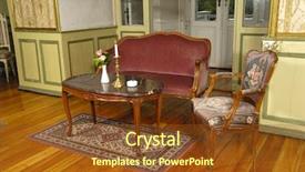  Presentation with elegant furniture design - PPT theme consisting of elegant room with antique furniture background and a tawny brown colored foreground