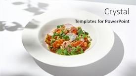  Presentation with salmon - Presentation theme enhanced with elegant-salad-with-baked-salmon background and a  colored foreground