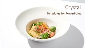  Presentation with meat food - Presentation theme consisting of elegant-salad-with-crab-meat background and a cream colored foreground