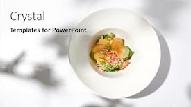  Presentation with meat food - Slide set with elegant-salad-with-crab-meat background and a white colored foreground
