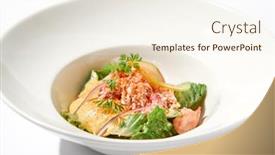  Presentation with appetizer - Presentation theme having elegant-salad-with-crab-meat background and a cream colored foreground