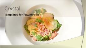  Presentation with meat food - Presentation consisting of elegant-salad-with-crab-meat background and a lemonade colored foreground