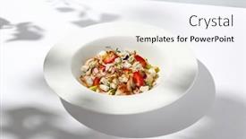  Presentation with dining table - Presentation theme having elegant-salad-with-smoked-eel background and a  colored foreground