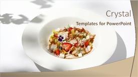  Presentation with dining table - PPT theme having elegant-salad-with-smoked-eel background and a cream colored foreground