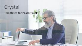  Presentation with director - Amazing presentation having elegant-senior-director-of-business backdrop and a light gray colored foreground