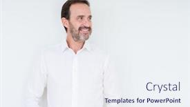  Presentation with elegant - Slide deck with elegant senior man over isolated background smiling looking side and staring away thinking background and a sky blue colored foreground