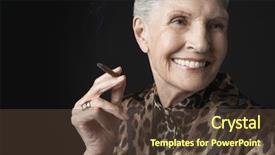  Presentation with black woman - Presentation theme having elegant senior woman smoking cigarillo background and a tawny brown colored foreground