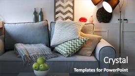  Presentation with living room - PPT theme enhanced with house light - beautiful modern living room background and a dark gray colored foreground