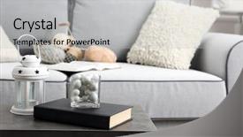  Presentation with knitting - Presentation design enhanced with reducing expenses - knitting thread in basket background and a light gray colored foreground