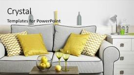  Presentation with living room - PPT theme having simlpy - modern living room interior background and a white colored foreground