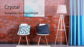  Presentation with living room - Beautiful slide deck featuring simlpy - modern living room interior backdrop and a coral colored foreground