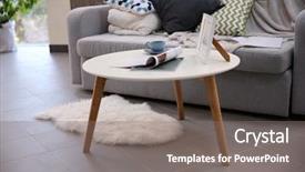  Presentation with living room - Colorful presentation design enhanced with reducing expenses - modern living room interior backdrop and a gray colored foreground