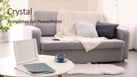  Presentation with living room - Cool new PPT layouts with reducing expenses - modern living room interior backdrop and a lemonade colored foreground