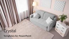  Presentation with rain on roof top - Amazing slides having simlpy - modern room interior top view backdrop and a soft green colored foreground