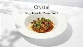  Presentation with meat beef - PPT theme with elegant-stew-beef-with-mashed background and a sky blue colored foreground