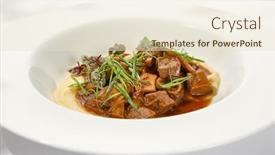  Presentation with meat beef - PPT theme enhanced with elegant-stew-beef-with-mashed background and a lemonade colored foreground