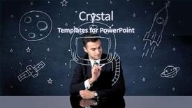  Presentation with space suit - PPT theme consisting of elegant suit drawing helmet satellite background and a navy blue colored foreground