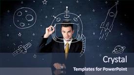  Presentation with space suit - Theme consisting of elegant suit drawing helmet satellite background and a ocean colored foreground