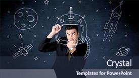  Presentation with space suit - Theme consisting of elegant suit drawing helmet satellite background and a ocean colored foreground